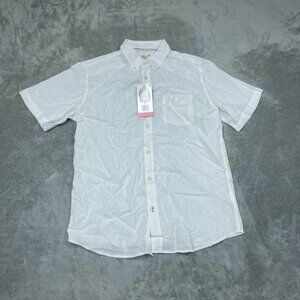 Original Weatherproof Vintage Mens Washable Linen Shirt Button-Down M a0285